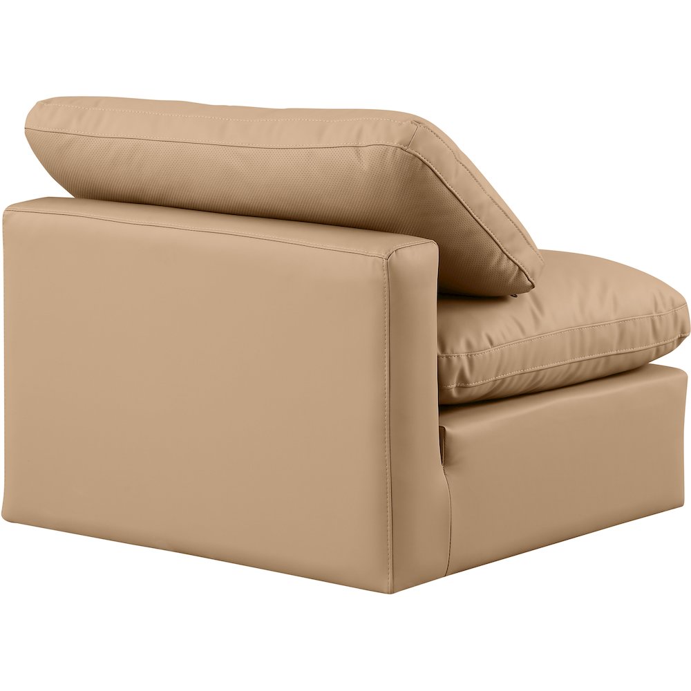 Indulge Tan Vegan Leather Armless Chair. Picture 6