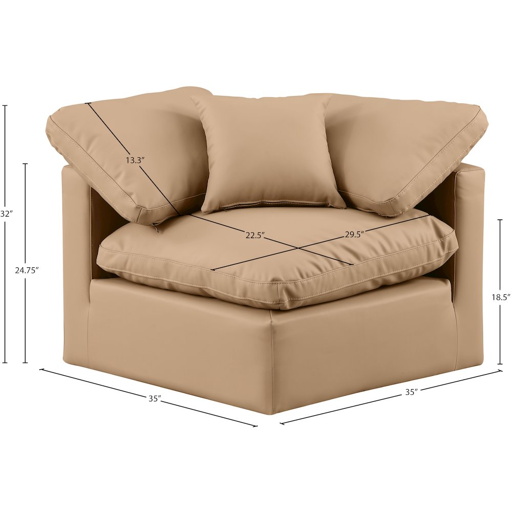 Indulge Tan Vegan Leather Corner Chair. Picture 8