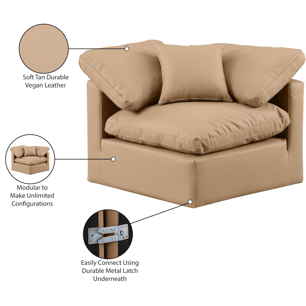Indulge Tan Vegan Leather Corner Chair. Picture 9