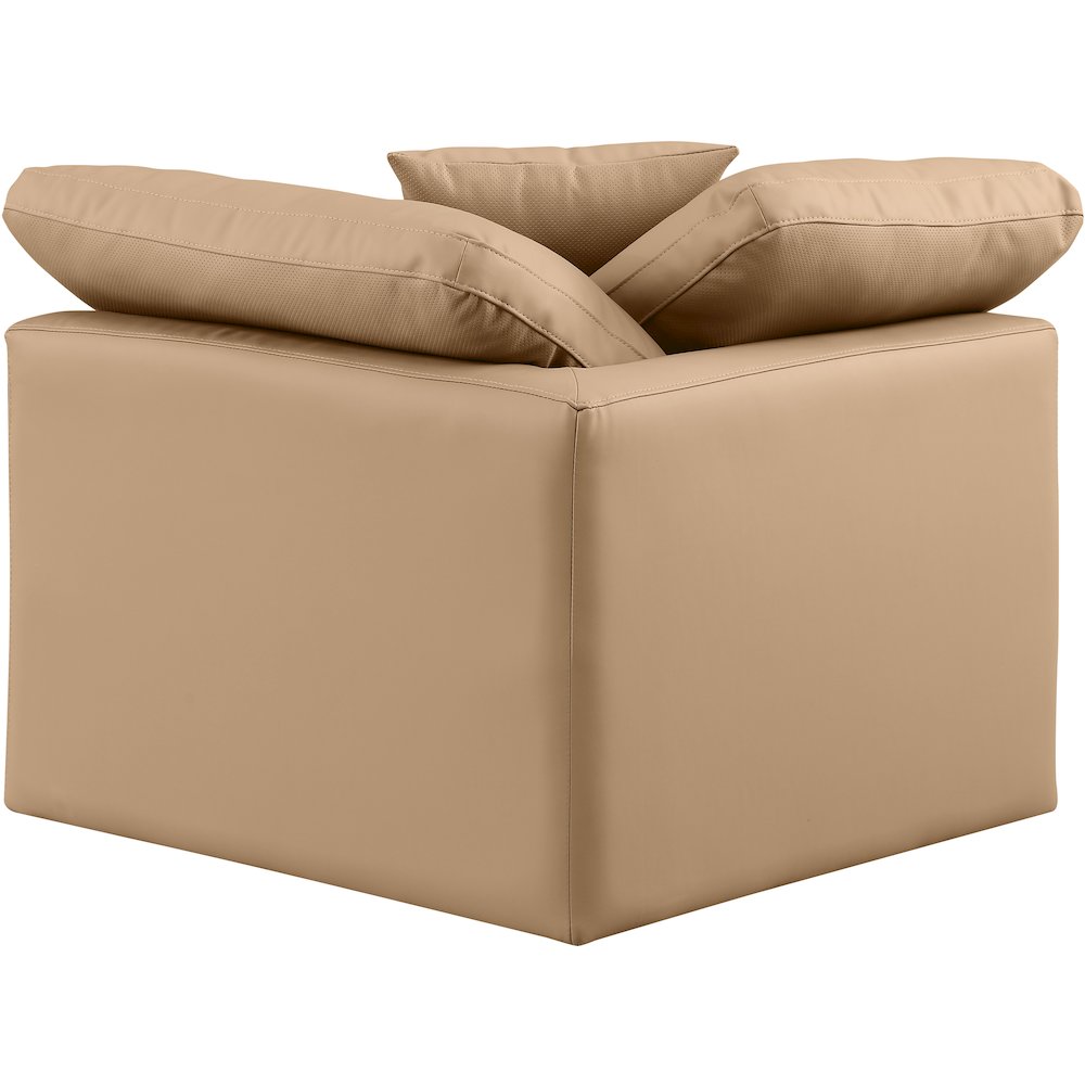 Indulge Tan Vegan Leather Corner Chair. Picture 3