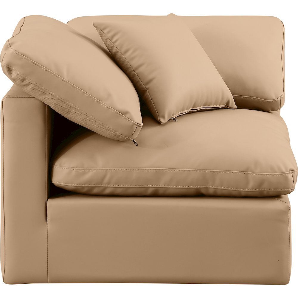Indulge Tan Vegan Leather Corner Chair. Picture 4