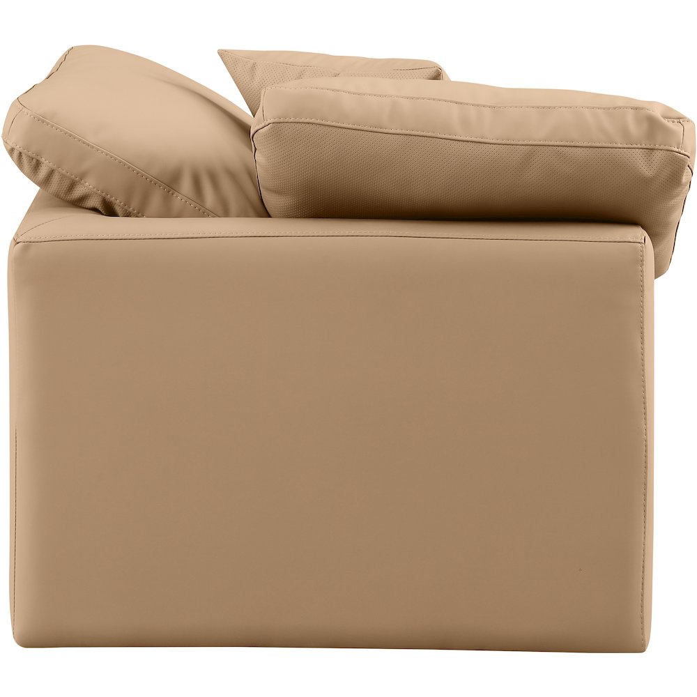 Indulge Tan Vegan Leather Corner Chair. Picture 5