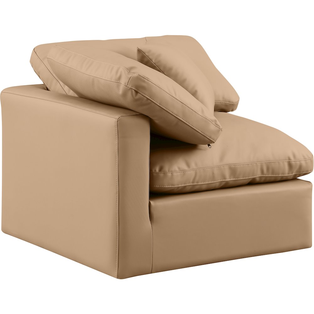 Indulge Tan Vegan Leather Corner Chair. Picture 6
