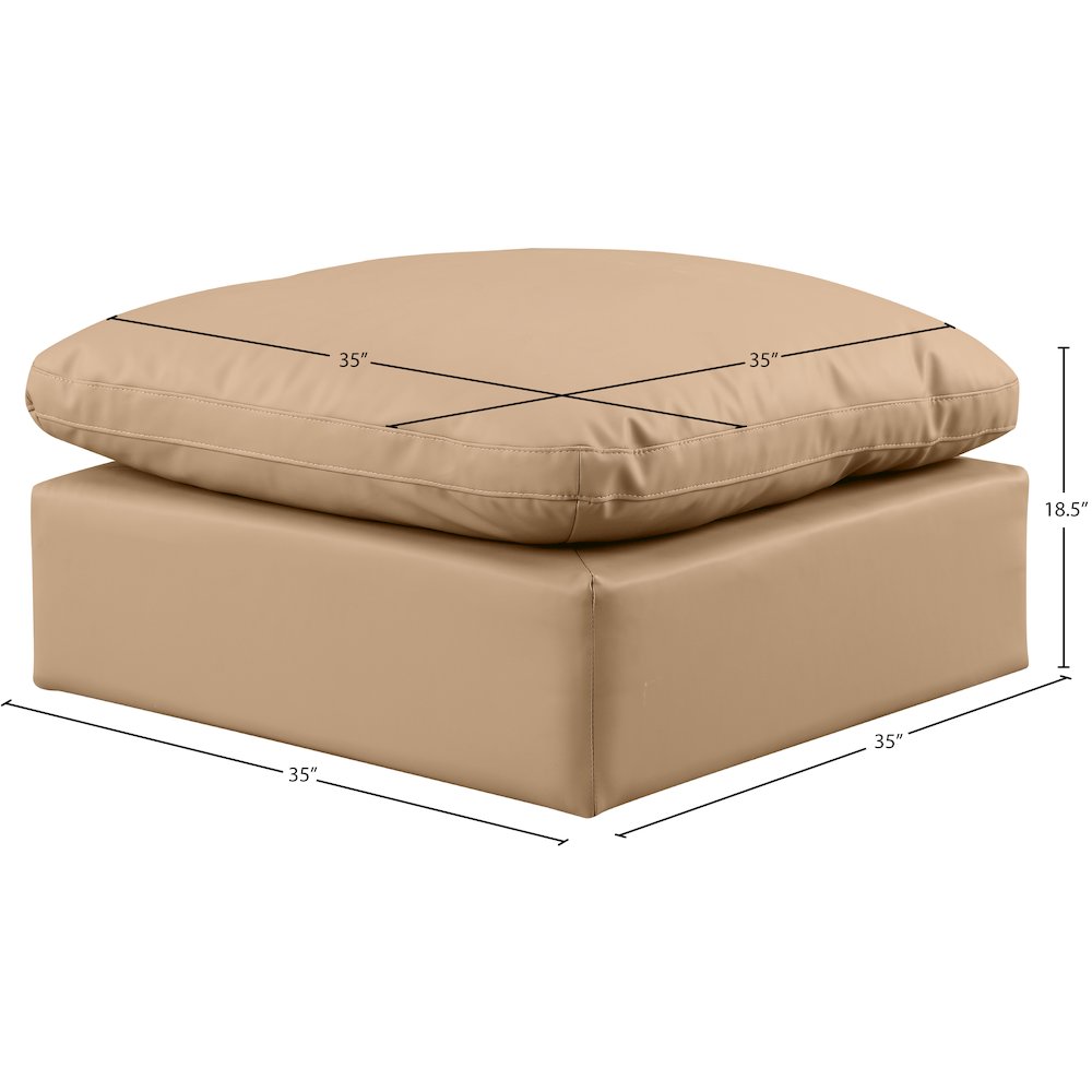 Indulge Tan Vegan Leather Ottoman. Picture 4