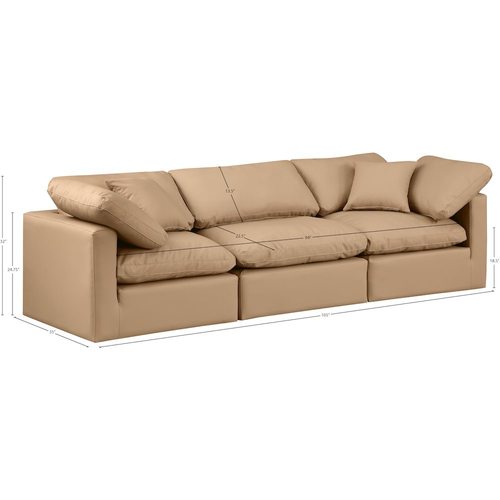 Indulge Tan Vegan Leather Modular Sofa. Picture 8