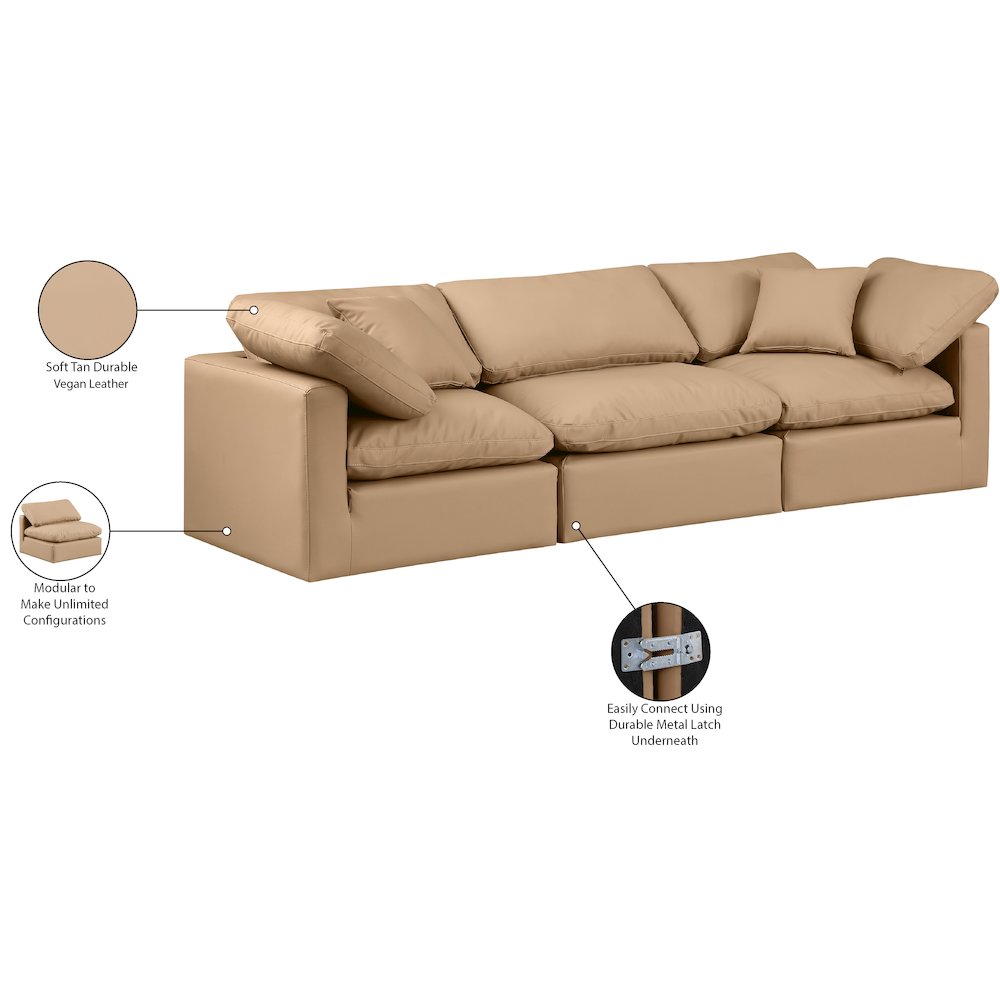 Indulge Tan Vegan Leather Modular Sofa. Picture 9