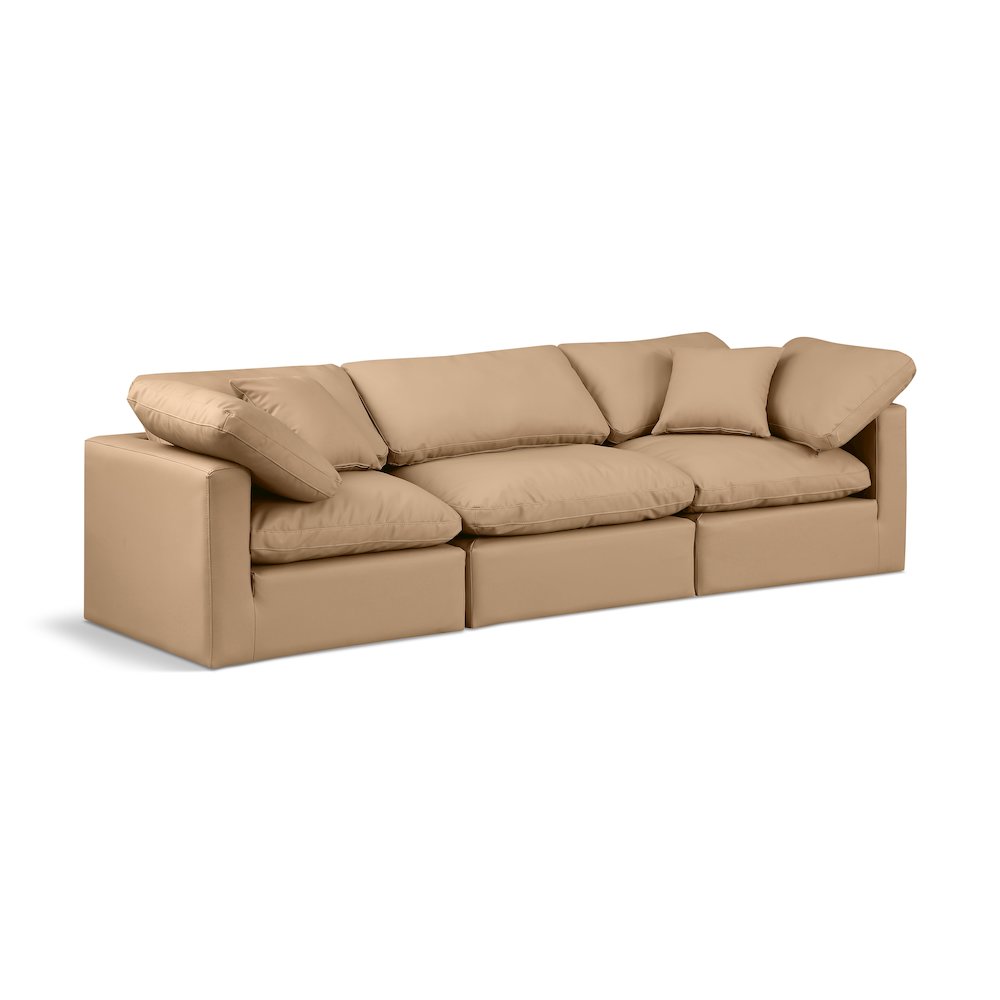 Indulge Tan Vegan Leather Modular Sofa. Picture 1