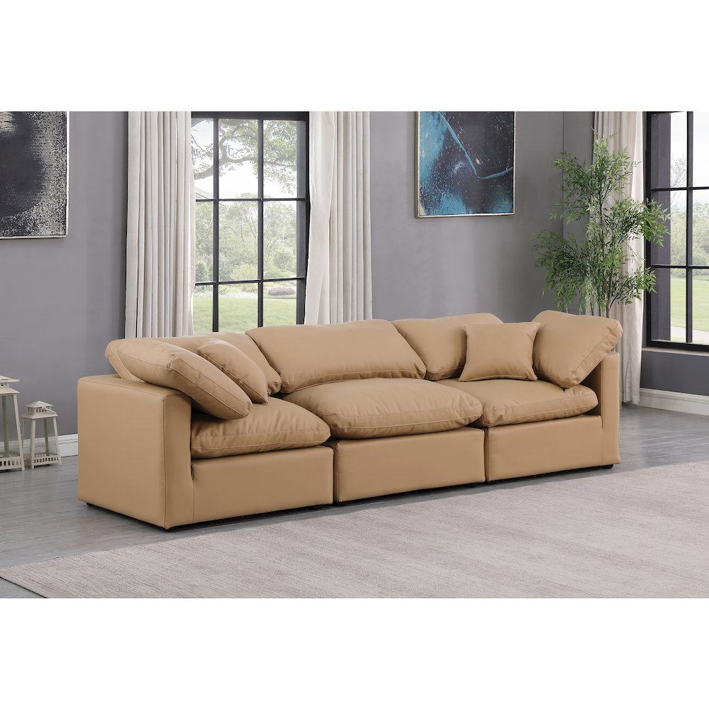 Indulge Tan Vegan Leather Modular Sofa. Picture 2