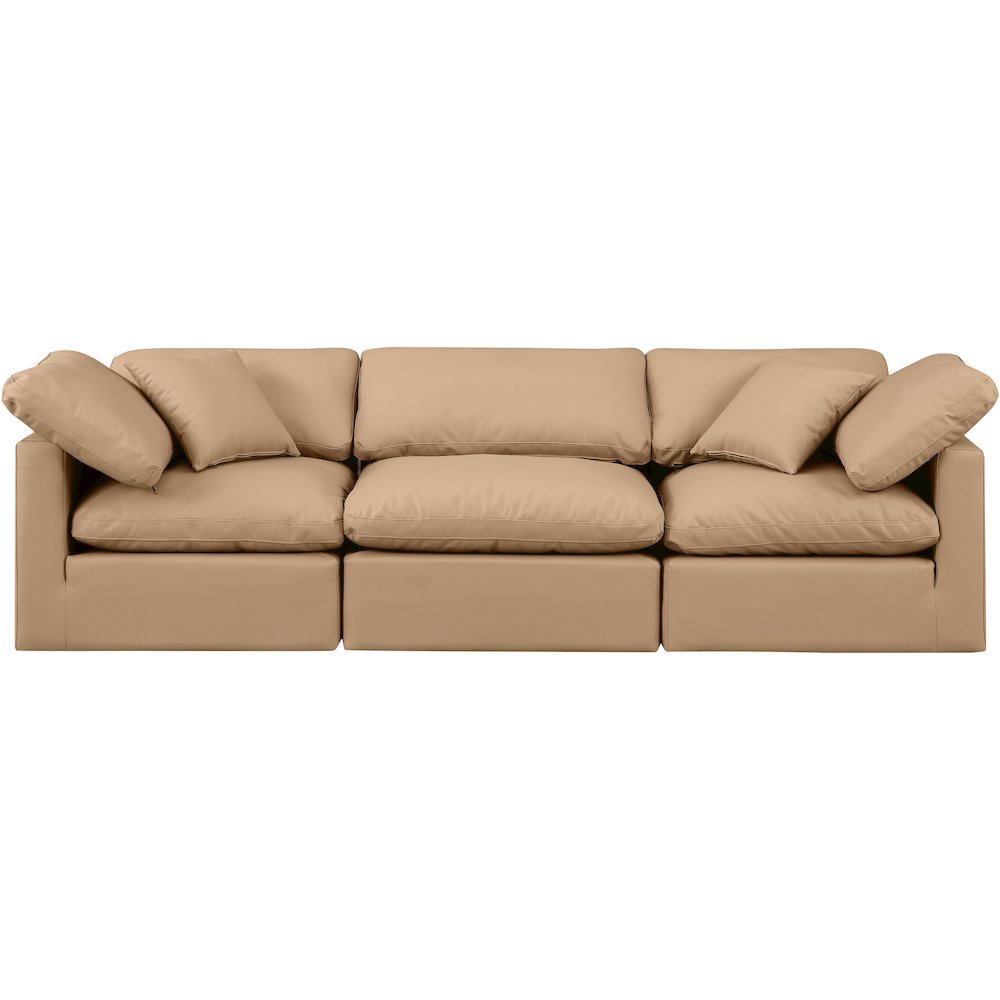Indulge Tan Vegan Leather Modular Sofa. Picture 4