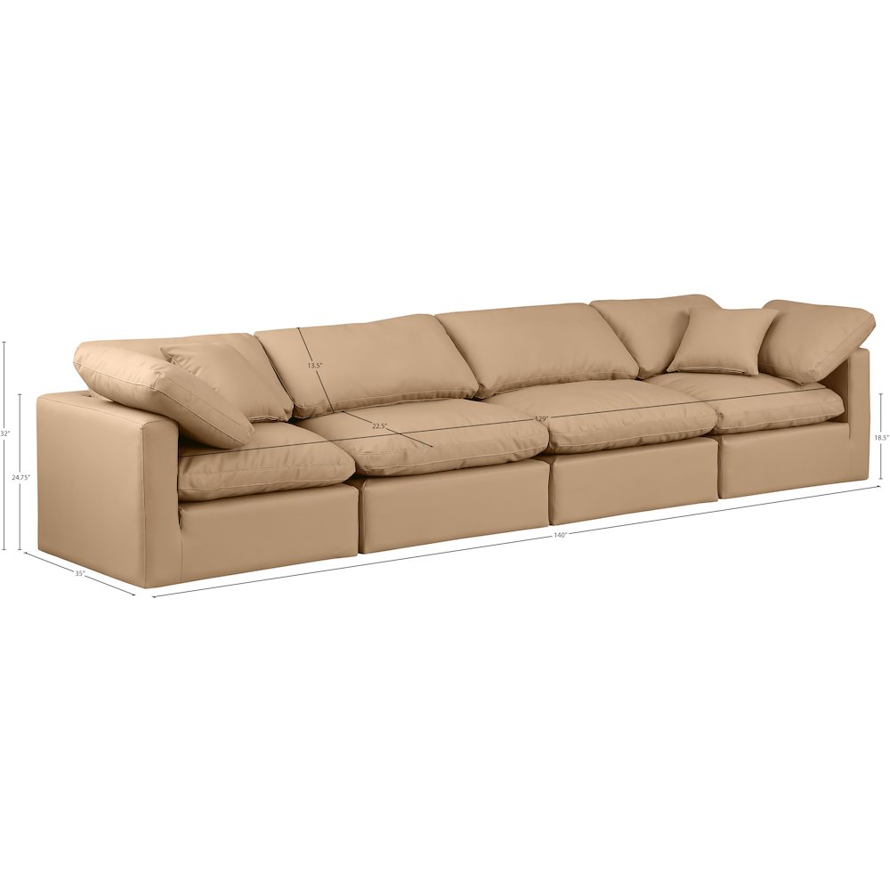Indulge Tan Vegan Leather Modular Sofa. Picture 8