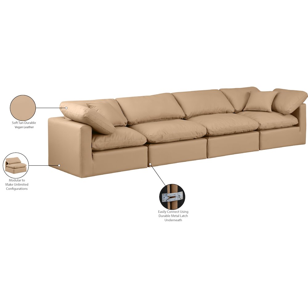 Indulge Tan Vegan Leather Modular Sofa. Picture 9