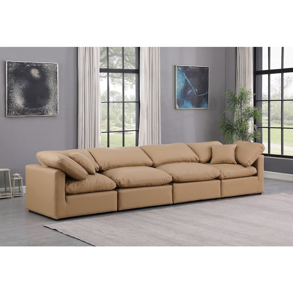 Indulge Tan Vegan Leather Modular Sofa. Picture 2