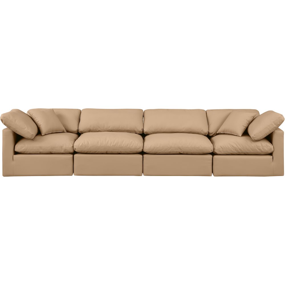 Indulge Tan Vegan Leather Modular Sofa. Picture 4