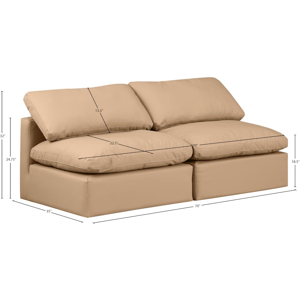 Indulge Tan Vegan Leather Modular Sofa. Picture 7