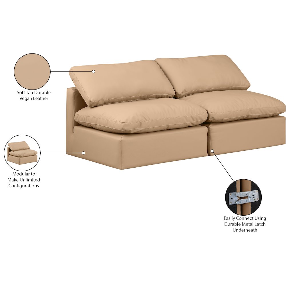 Indulge Tan Vegan Leather Modular Sofa. Picture 8