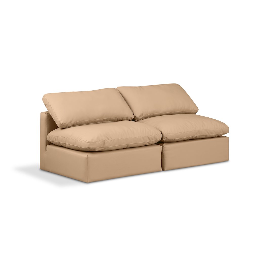 Indulge Tan Vegan Leather Modular Sofa. Picture 1
