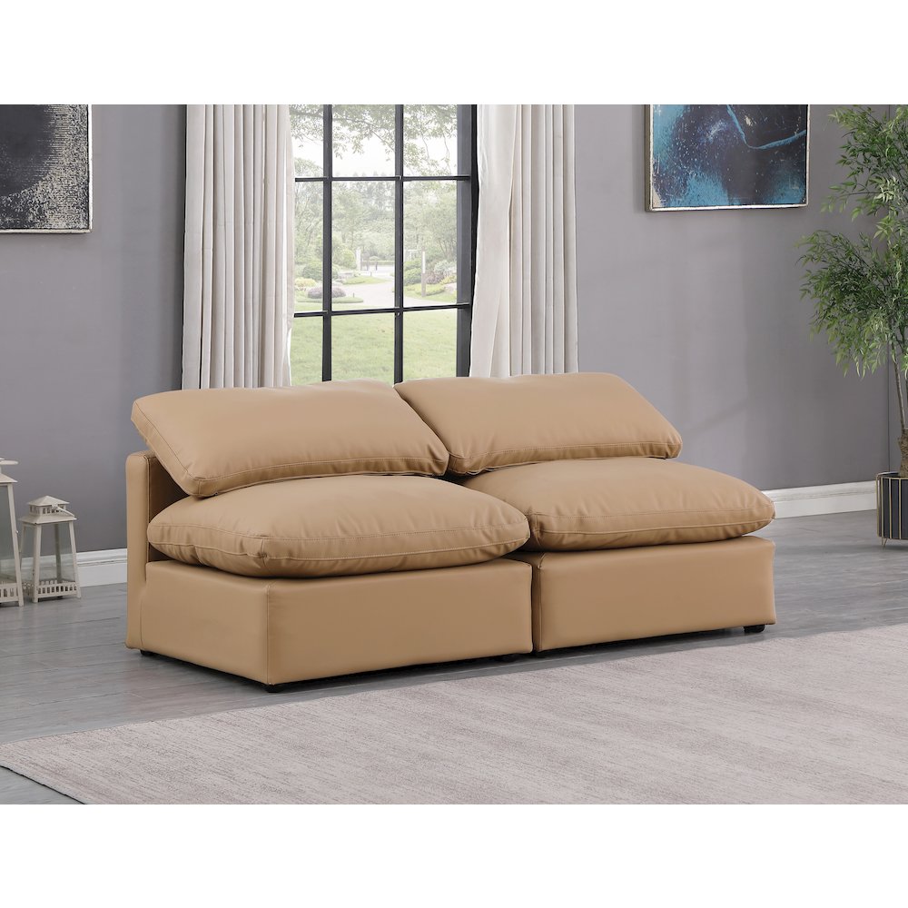 Indulge Tan Vegan Leather Modular Sofa. Picture 2