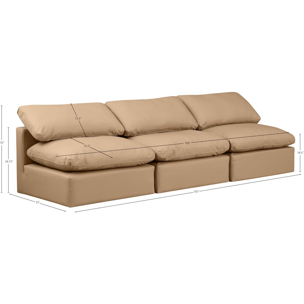 Indulge Tan Vegan Leather Modular Sofa. Picture 7