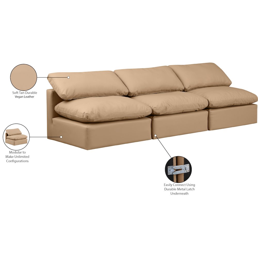 Indulge Tan Vegan Leather Modular Sofa. Picture 8