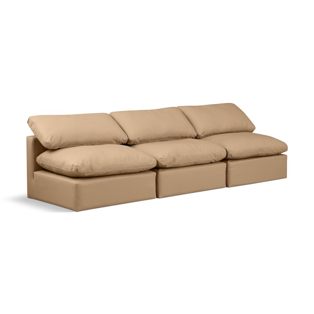 Indulge Tan Vegan Leather Modular Sofa. Picture 1
