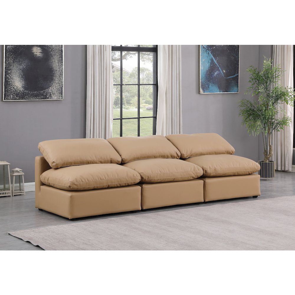 Indulge Tan Vegan Leather Modular Sofa. Picture 2