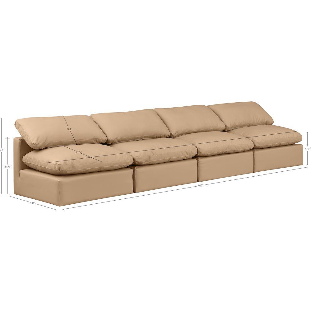 Indulge Tan Vegan Leather Modular Sofa. Picture 7