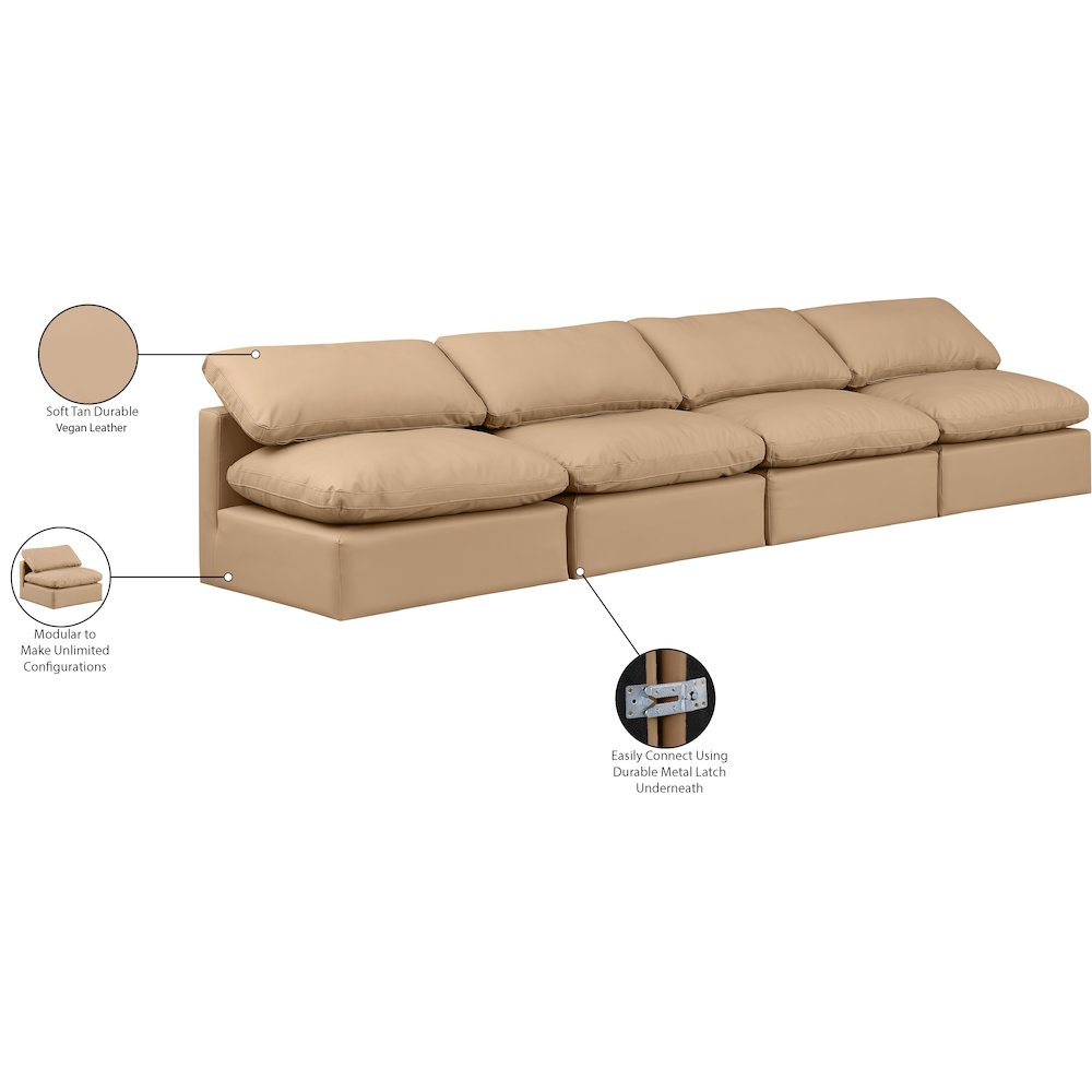 Indulge Tan Vegan Leather Modular Sofa. Picture 8