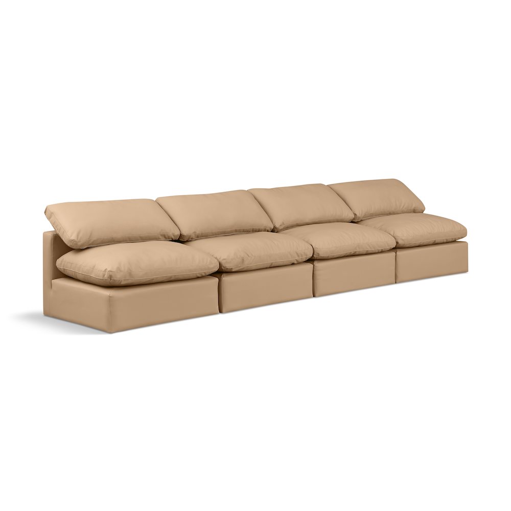 Indulge Tan Vegan Leather Modular Sofa. Picture 1