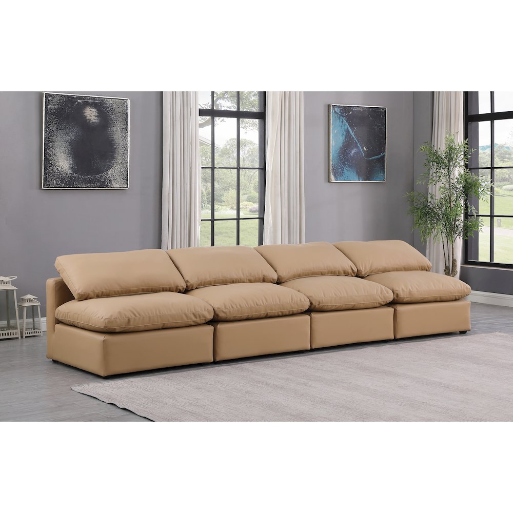 Indulge Tan Vegan Leather Modular Sofa. Picture 2