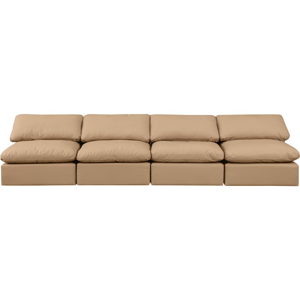 Indulge Tan Vegan Leather Modular Sofa. Picture 4