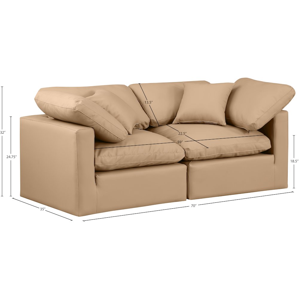 Indulge Tan Vegan Leather Modular Sofa. Picture 8