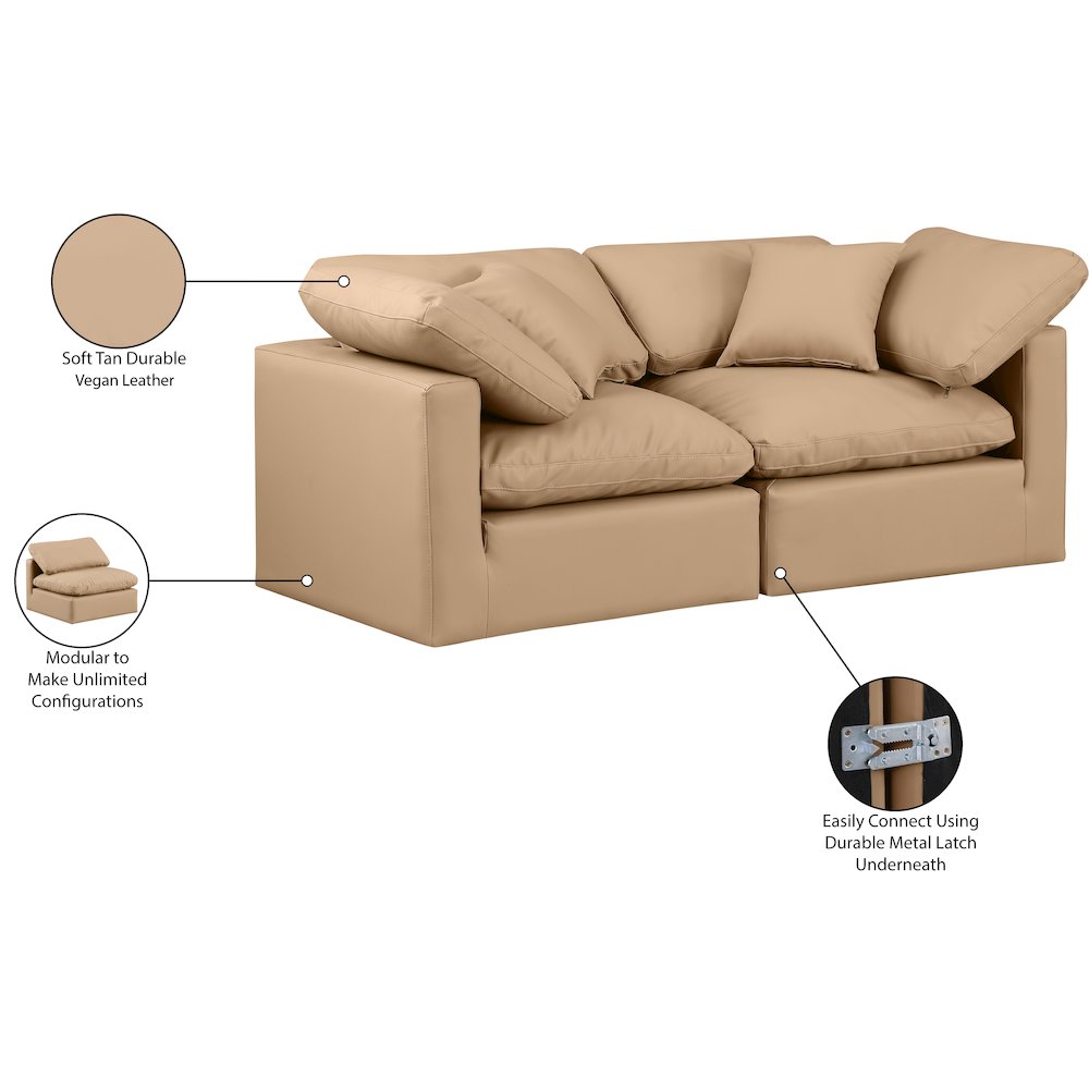 Indulge Tan Vegan Leather Modular Sofa. Picture 9