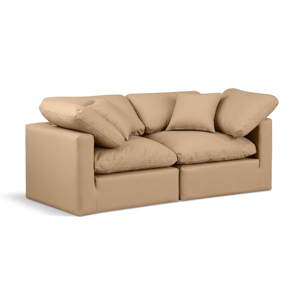 Indulge Tan Vegan Leather Modular Sofa. Picture 1