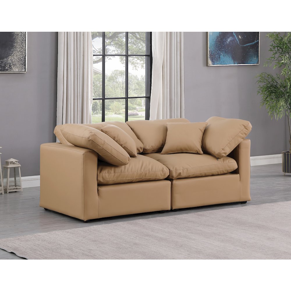 Indulge Tan Vegan Leather Modular Sofa. Picture 2