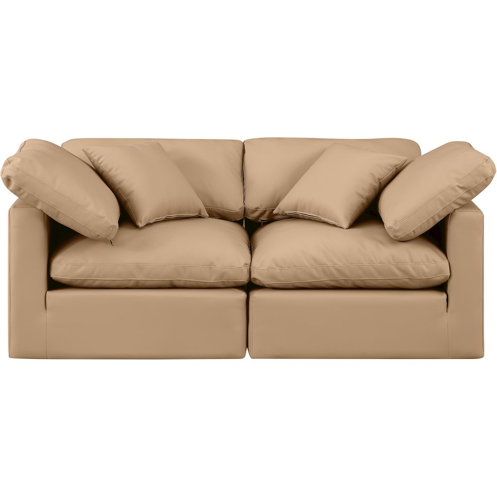 Indulge Tan Vegan Leather Modular Sofa. Picture 4