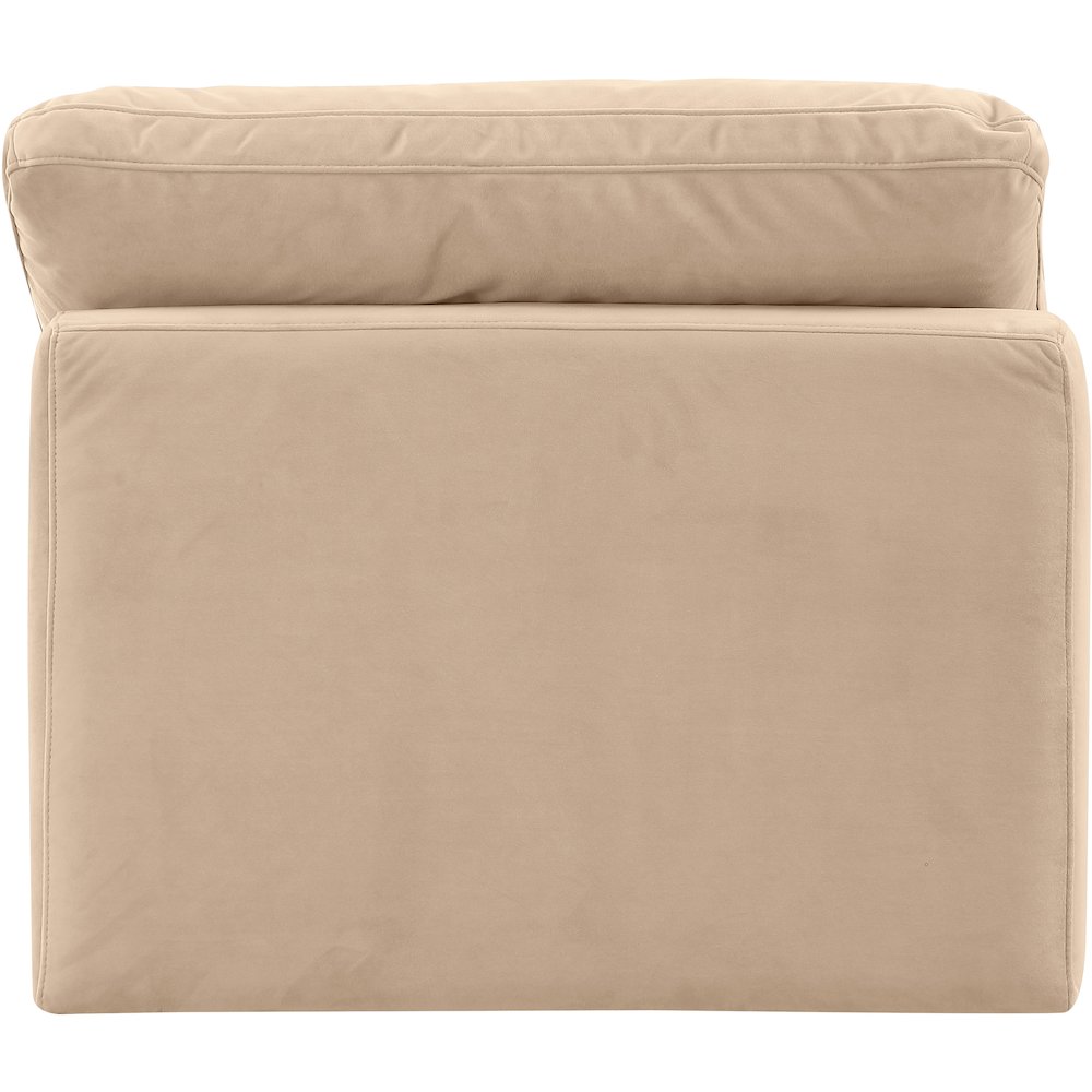 Indulge Beige Velvet Armless Chair. Picture 3