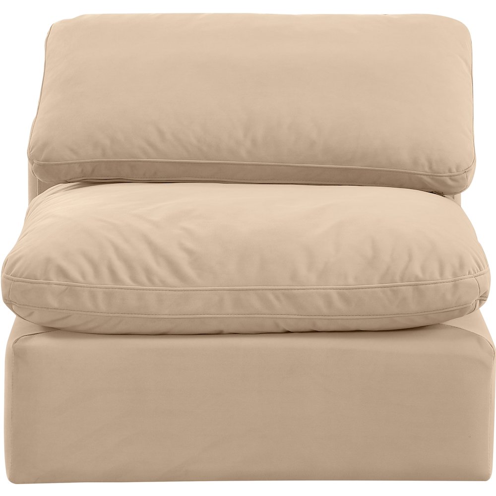 Indulge Beige Velvet Armless Chair. Picture 4