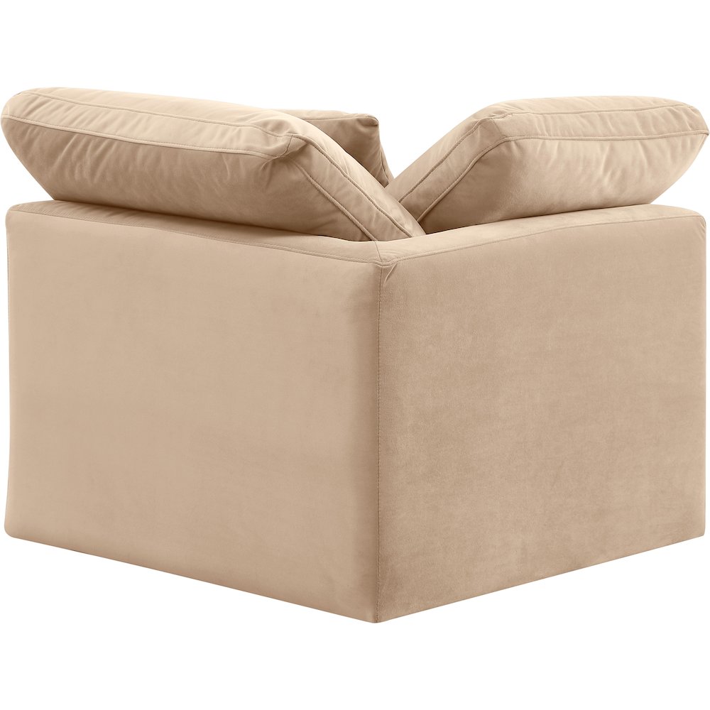 Indulge Beige Velvet Corner Chair. Picture 3