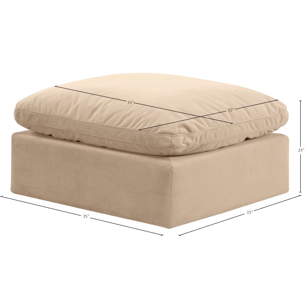 Indulge Beige Velvet Ottoman. Picture 5
