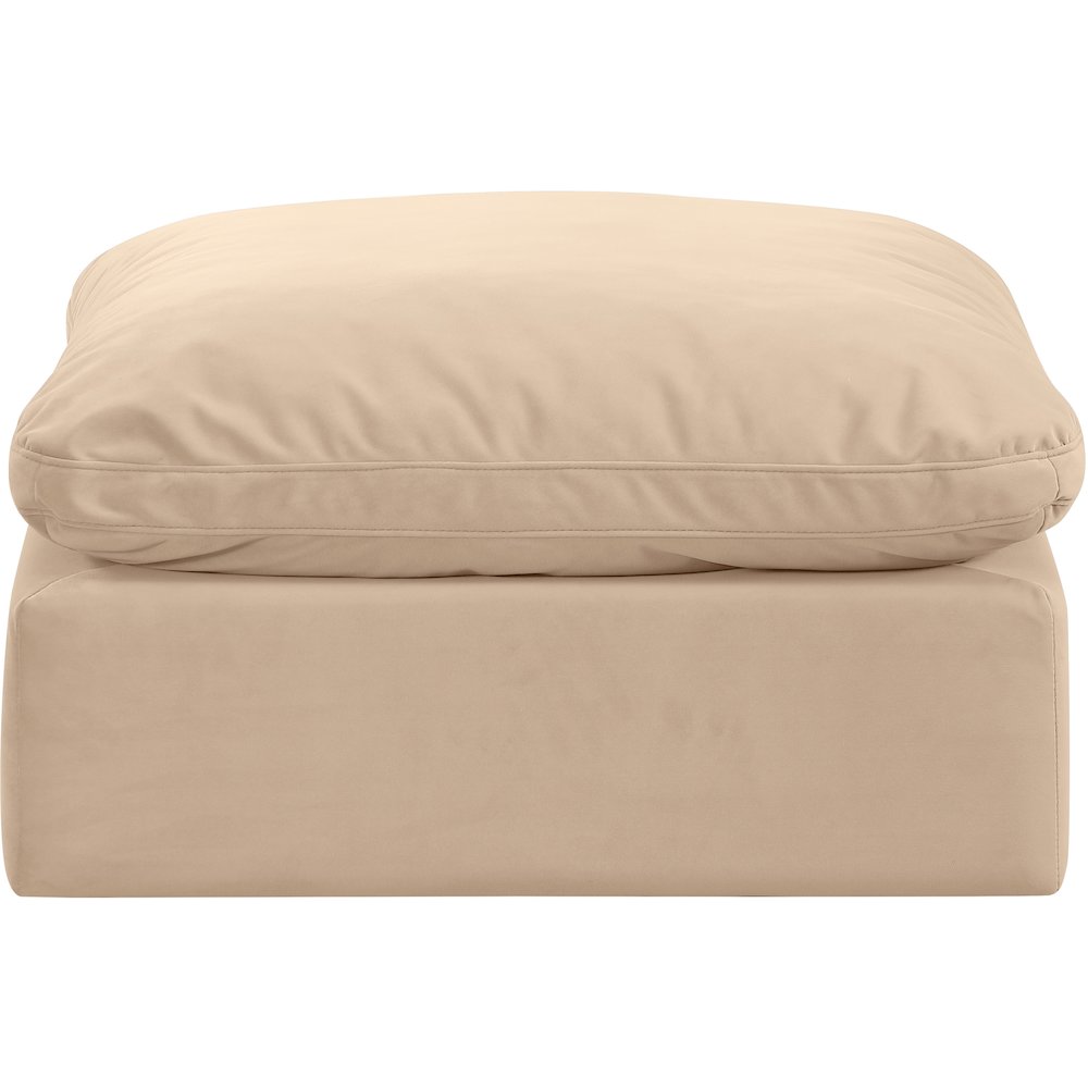 Indulge Beige Velvet Ottoman. Picture 3