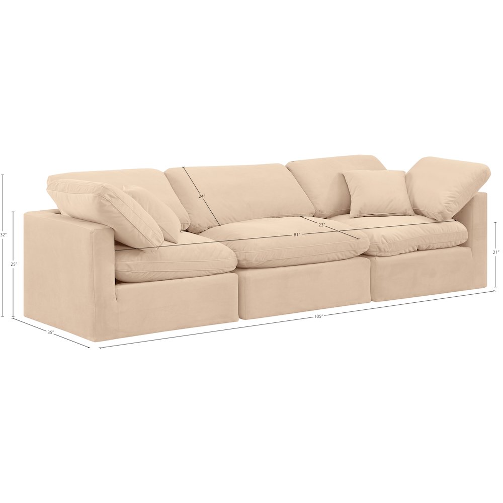 Indulge Beige Velvet Modular Sofa. Picture 8