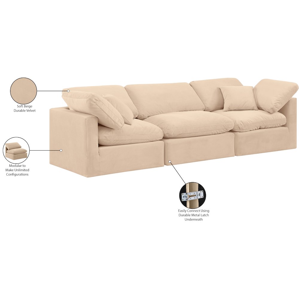 Indulge Beige Velvet Modular Sofa. Picture 9