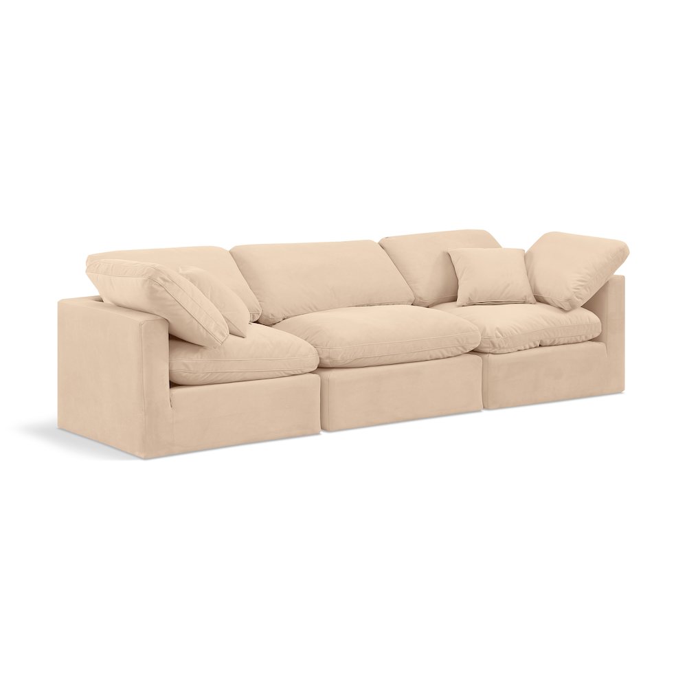 Indulge Beige Velvet Modular Sofa. Picture 1