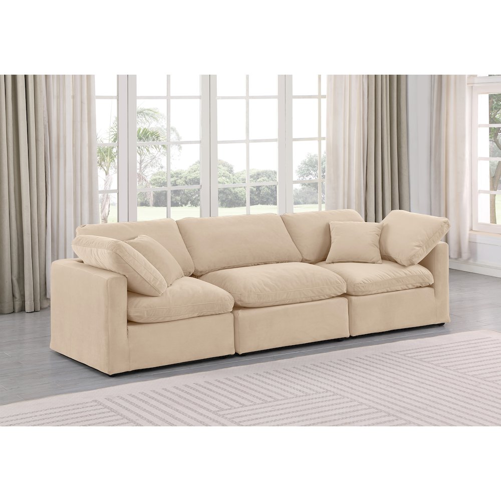Indulge Beige Velvet Modular Sofa. Picture 2