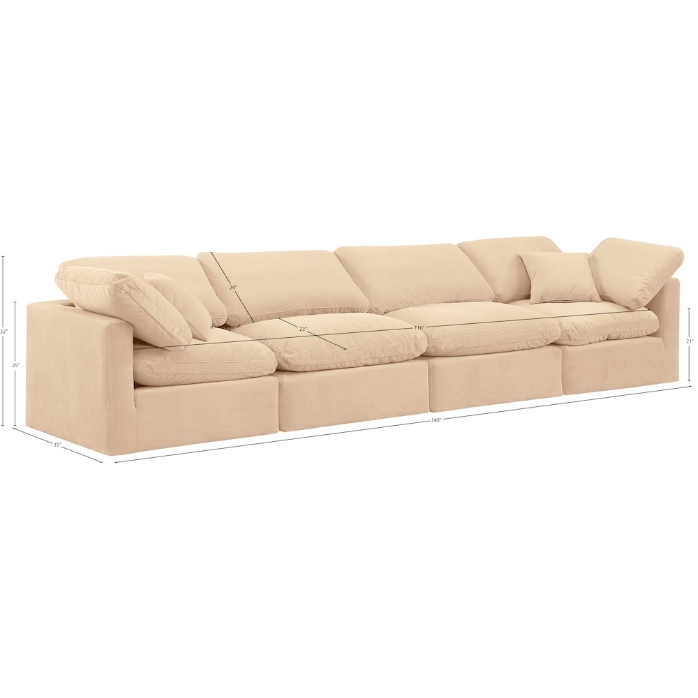 Indulge Beige Velvet Modular Sofa. Picture 8