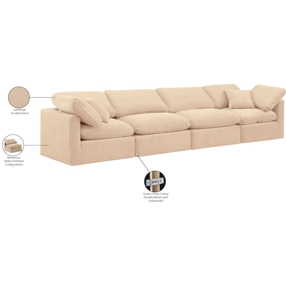 Indulge Beige Velvet Modular Sofa. Picture 9