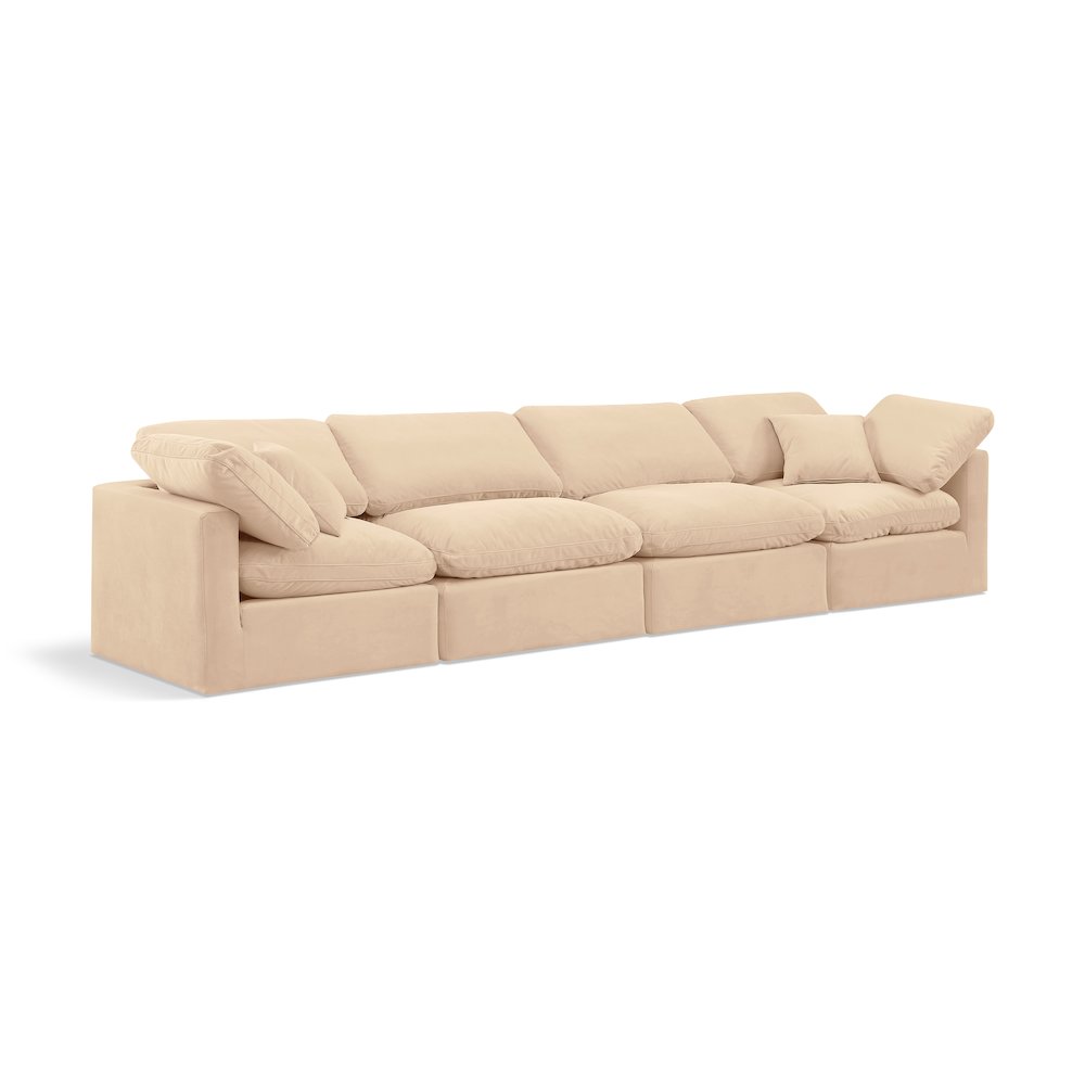 Indulge Beige Velvet Modular Sofa. Picture 1