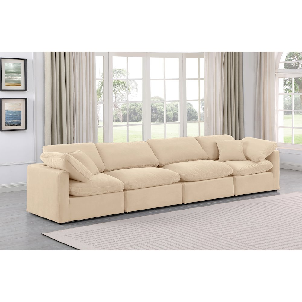 Indulge Beige Velvet Modular Sofa. Picture 2