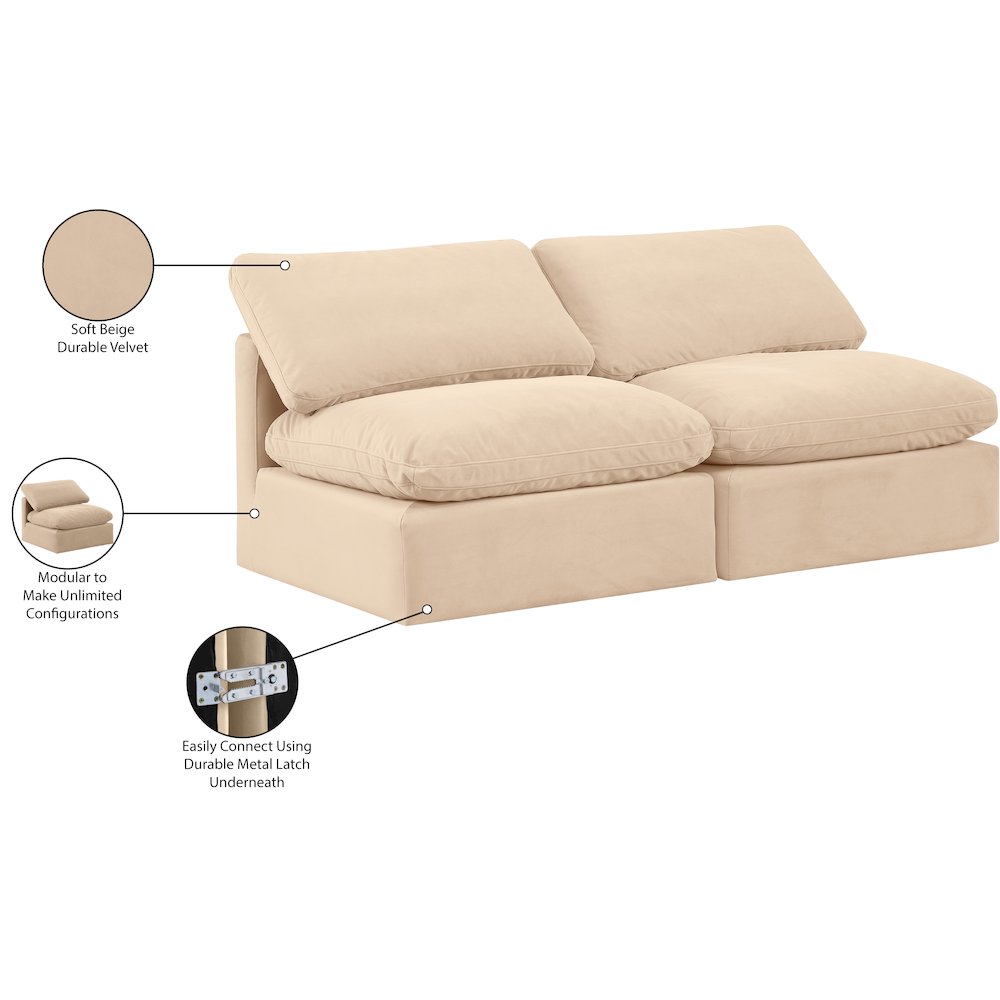 Indulge Beige Velvet Modular Sofa. Picture 8
