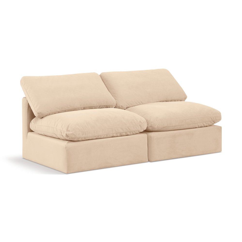 Indulge Beige Velvet Modular Sofa. Picture 1